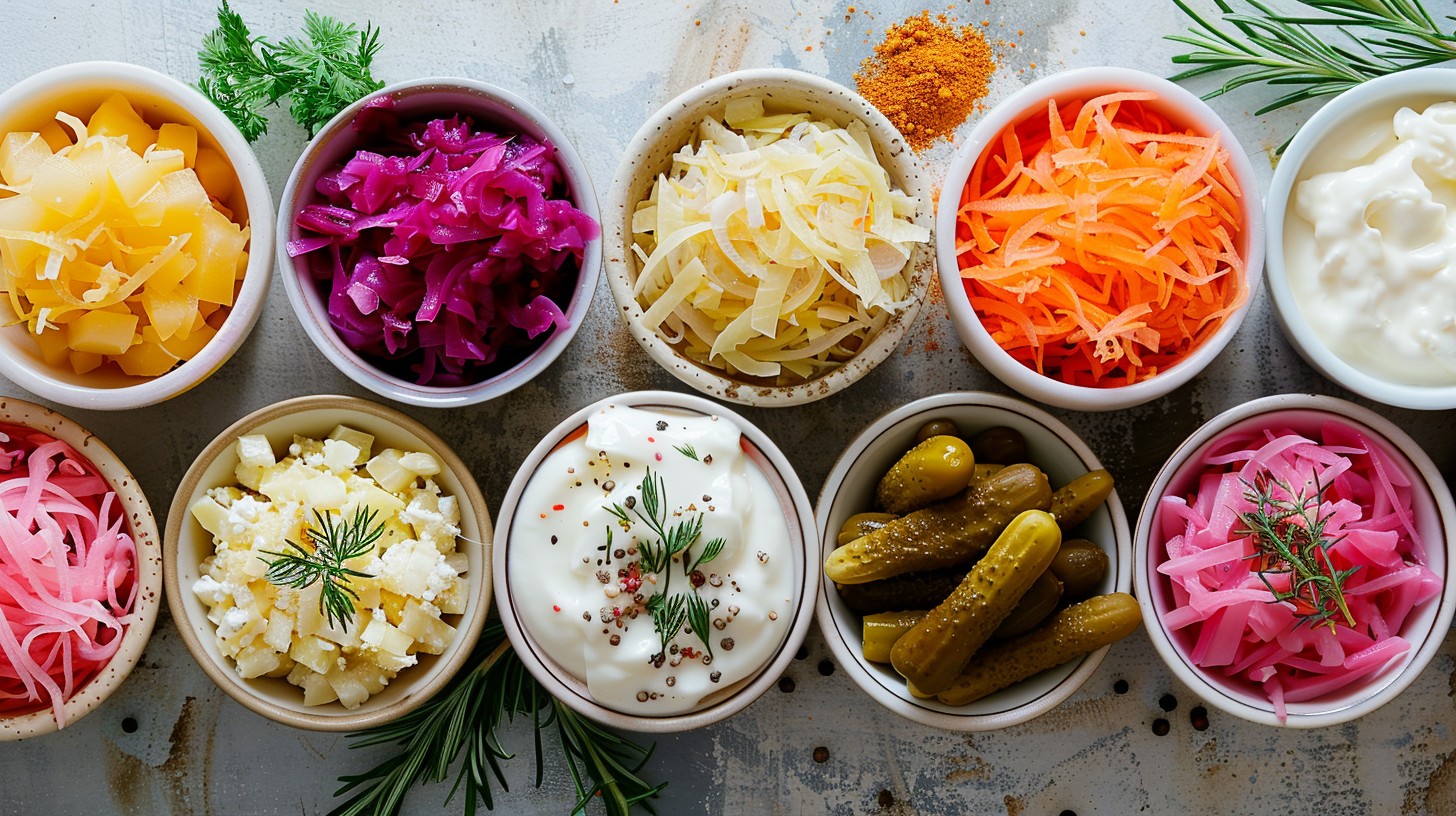 Fermented veggies in bowls
